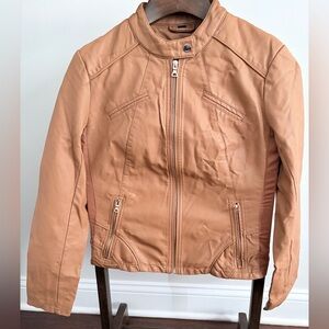 Guess Tan Faux-Leather Jacket, Women’s Large